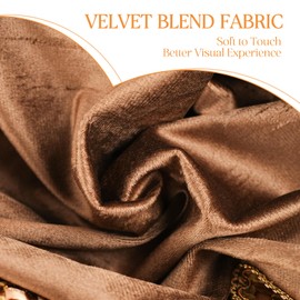 HiSnug Velvet Valance Curtains for Window Treatment, Rod Pocket Room Darkening Scalloped Kitchen Curtains with Tassels for Cafe Living Room Dining Room, Brown, 1 Panel, 52" W x 18" L