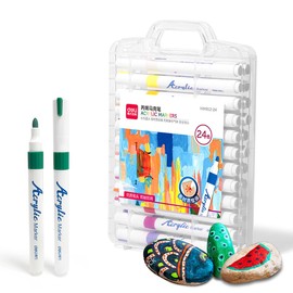 deli Paint Markers Quick Drying Acrylic Marker Pens for Kids Paint Pens for Wood Rock Canvas (24 Colors)
