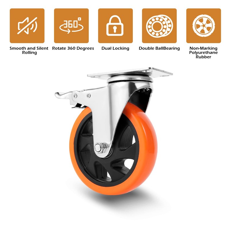 W B D WEIBIDA 5 inch Swivel Caster Wheels with