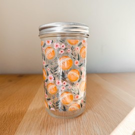 MAYBELLE JOY Sourdough Starter Jar | 24oz Glass Jar Set | Cute Baking Accessory | Cute Baking Gift | Glass Washable | Bread Making and Proofing | Kitchen Food Storage Gifting | (Bloom)