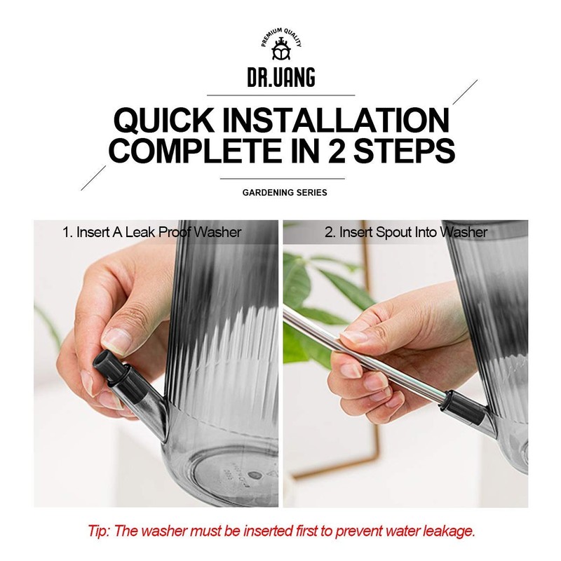 Small Watering Can Indoor Plants with Long Spout (1L, Gray)