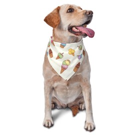 vercosee Ice Cream Summary Dog Bandanas,Adorable Pet Triangle Bib Scarf Kerchief for Girl Boy Dogs,Triangle Holiday Scarves (Milky Yellow)