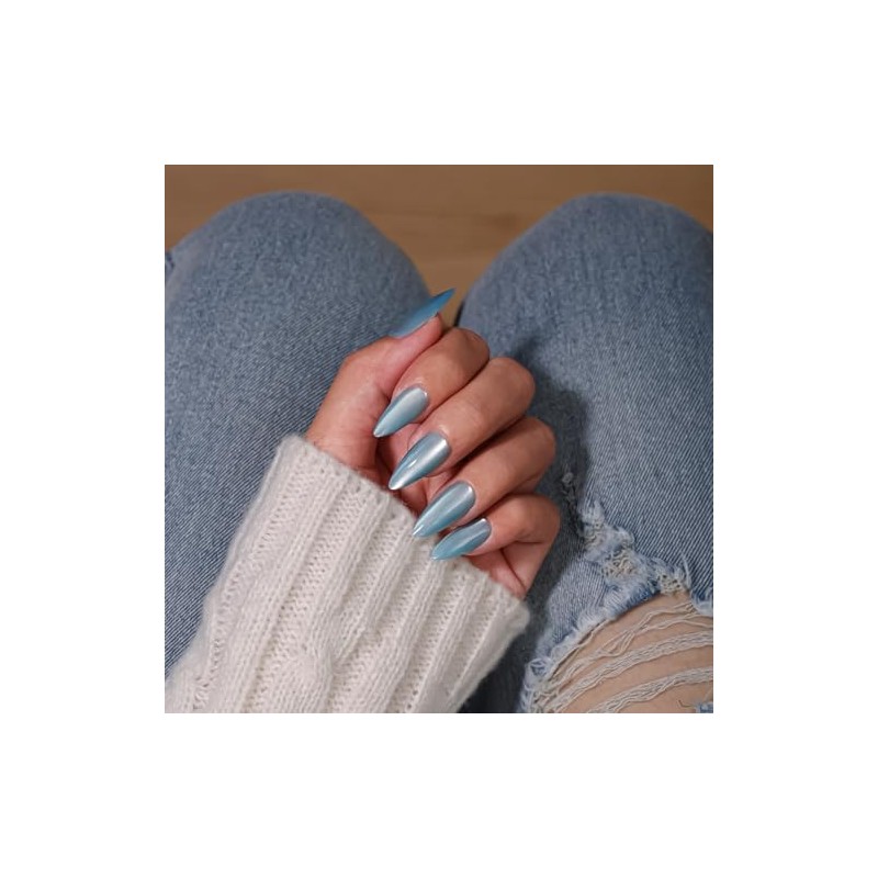 SXVME 30 uñas postizas acrílicas con purpurina de ojo de
