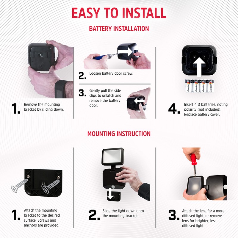 Energizer Single Head Security Light, Wireless, Battery Operated, 120° Motion