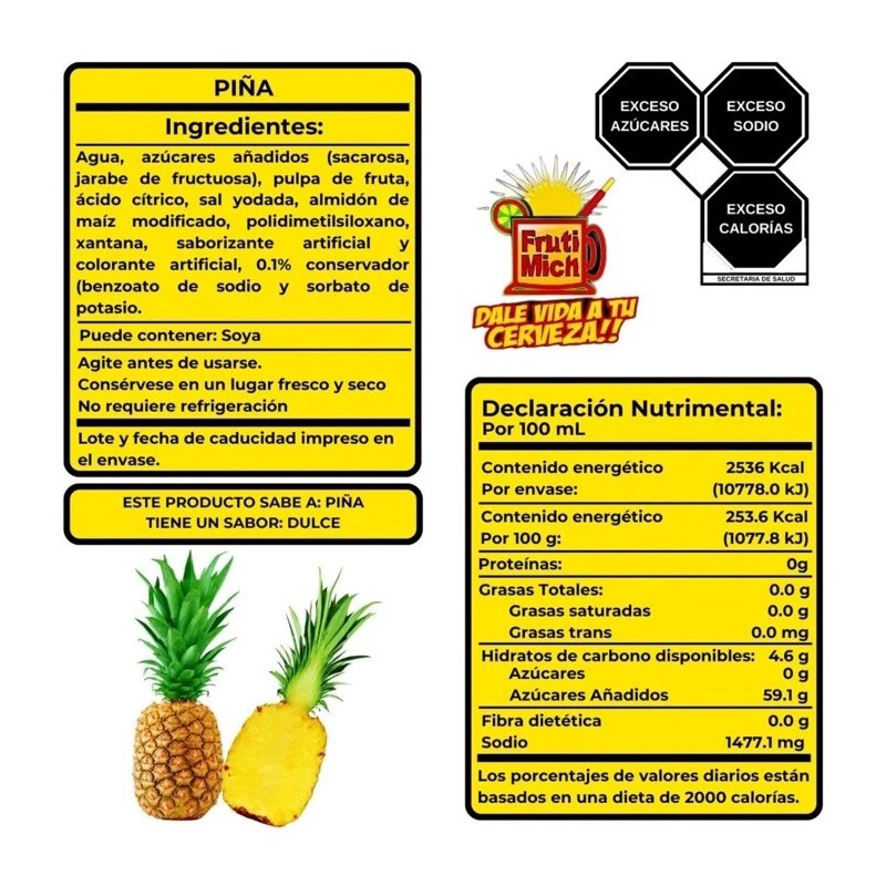 Frutimich Jarabe Sabor Piña Para Michelada 1 Litro