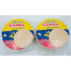 Obleas Gamba Colombiana tradicional, Traditional Wafers 300g each, 50 Count each - Pack of 2
