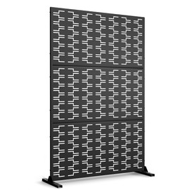 Metal Privacy Screen Outdoor Privacy Screen 72"H×47"W, Freestanding Decorative Privacy Screen for Balcony Patio Lawn Garden, Privacy Fence Privacy Panel-Black&Brick