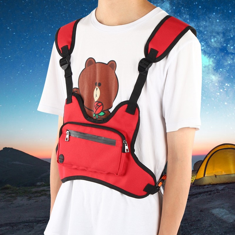Multi Functional Outdoor Sports Running Chest Bag Adjustable Red Vest