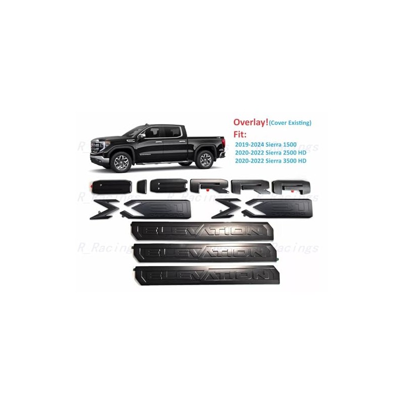 6Pc Elevation Sierra Bed X31 Emblem Door Tailgate 3DBadge Nameplate