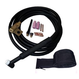WeldingCity 200-amp WP-26FV-12R (Flexible Head w/Gas Valve) Air-cooled TIG Welding Torch Complete Package with 12.5-ft Power Cable Hose and Adapter 45V62