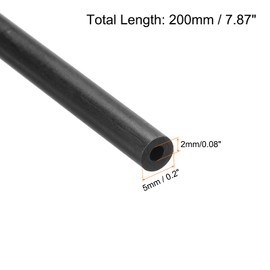 sourcing map 4Pcs Carbon Fiber Tube 2 x 5 x 200mm Pultruded Carbon Fiber Tubing for RC Airplane Kite Wing Tube Quadcopter Arm