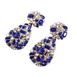 Pendientes colgantes de cristal con forma de gota de agua, pendientes geométricos, para boda, nupcial, pendientes brillantes azul