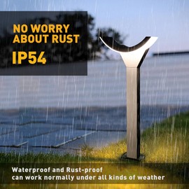 Lustrlach LED Landscape Path Light 24" Outdoor Bollard Light Black Modern Lawn Lamp with IP54 Waterproof 500LM 120V Hard Wired for Driveway Walkway Garden,3000K Warm White