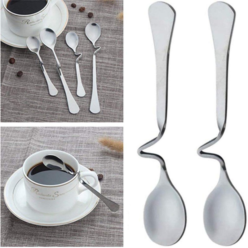 Beetoo Pack Stainless Steel Hanging Coffee Spoon Creative Bending Handle