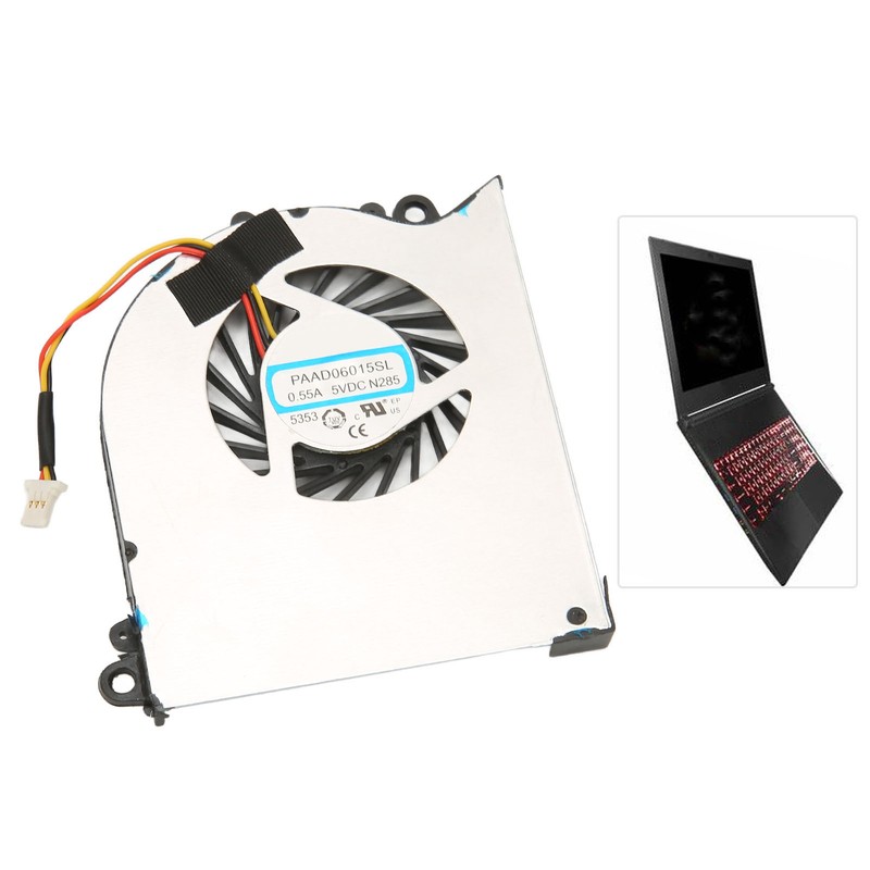 GS60 CPU Cooling Fan 3Pin Connector Durable Metal ABS Light