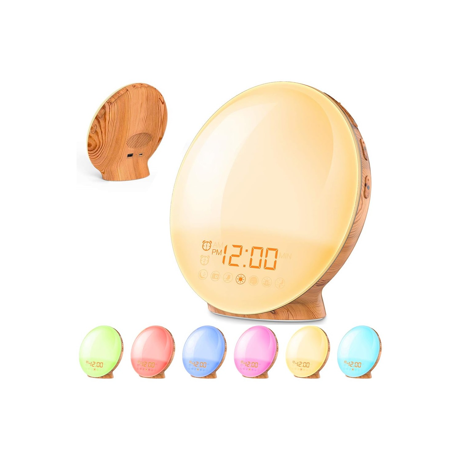 Wake Up Light Alarm Clock, Sunrise & Sunset Reproduction, 7 Types of ...