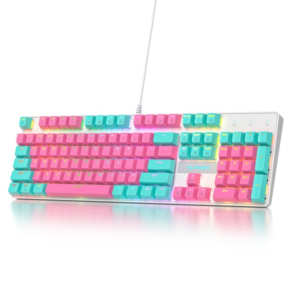 surmen Full Size Pink Creamy Keyboard with Number Pad, 104