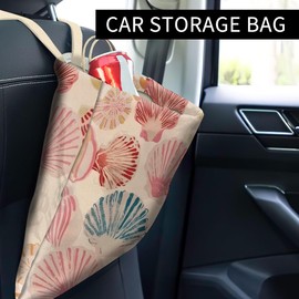 ABUIFDK Car Trash Can, Cute Car Trash Bag, Hanging Car Organizer and Storage Bag, Trash Bin for Car Accessories, Vehicle, Travelling, Camping Cute Colorful Conch