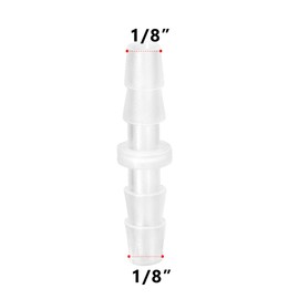 Quickun Plastic Hose Barb Fitting, 1/8" x 1/8" Barbed Splicer Mender Joint Adapter Union Fitting (Pack of 5)