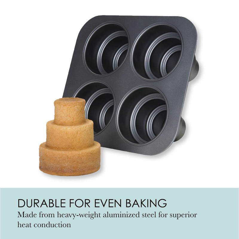 Chicago Metallic Mini Multi-Tier Round Cake Pan, Makes 4 Individual