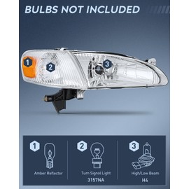 Nilight Headlight Assembly Compatible with 1998 1999 2000 Toyota Corolla Chrome Housing Amber Reflector Upgraded Clear Lens Headlights Replacement Driver and Passenger Side