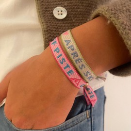 happymaker - Boho Armband Damen, Stoffarmband mit Statement - La Vie Est Belle - im Festival Outfit, wasserfest und handmade in Deutschland