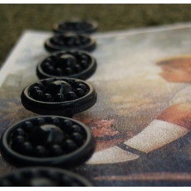 Set of 6~ Vintage 1/2" Navy Blue  Wheel glass Doll Buttons~new/ol