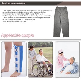 DEEYOTA Universal Paralyzed Elderly Nursing Pants,Bedridden Patient Clothing,Cotton Post Fracture Rehabilitation Pants,Full Opening Summer Zipper Nursing Shorts,Easy On/Off Shorts,Elastic Waistband