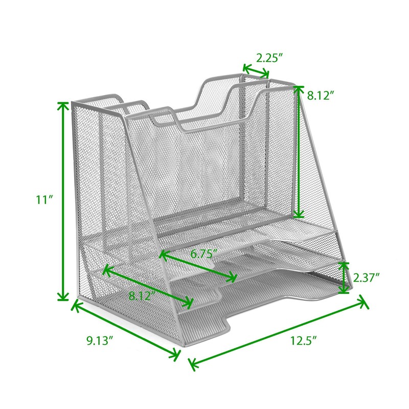 Mind Reader Metal Mesh Desktop File Organizer, 3-Tier Paper Tray