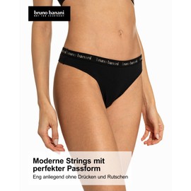 bruno banani Women's Thongs Match - Set of 3 - Comfortable Waistband & Perfect Hold - Breathable & Sporty, Black, Navy, Salsa Red, L