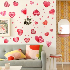 Valentine's Day Heart Wall Decals，Wall Love Heart Pattern Wall Decal，Removable Decals Romantic Conversation Candy Heart Wall Decals，for Living Room Anniversary Party Home Decor (Romantic Love)