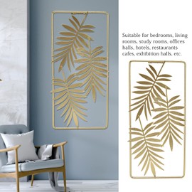 Eujgoov Gold Metal Wall Decor Metal Leaf Wall Golden Wall Decor Rectangular Gold Wall Sculptures Wall Decor