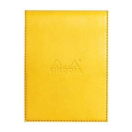 Rhodia 128216C Notepad N12 with Faux Leather Cover 9.5 x 13 cm Ruled Chic and Elegant Ideal for Your Notes) 1 Set Yellow