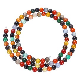 uxcell Multicolored Agate Beads 4mm Natural Gemstone Beads, Smooth Round Loose Beads for Bracelet Jewelry Making DIY (1 Strand - 95pcs)