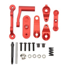 RC Steering Assembly Aluminum Alloy Upgrade Part RC Steering Bellcrank Set for LOSI Baja Rey Rock Rey 1/10 RC Cars Red