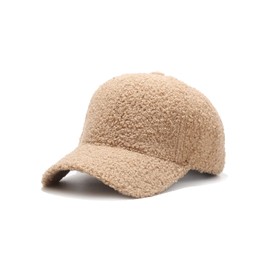Nanwansu Winter Baseball Cap for Women Lamb Wool Solid Color Warm Golf Hats for Outdoor Travel Adjustable Hat Khaki