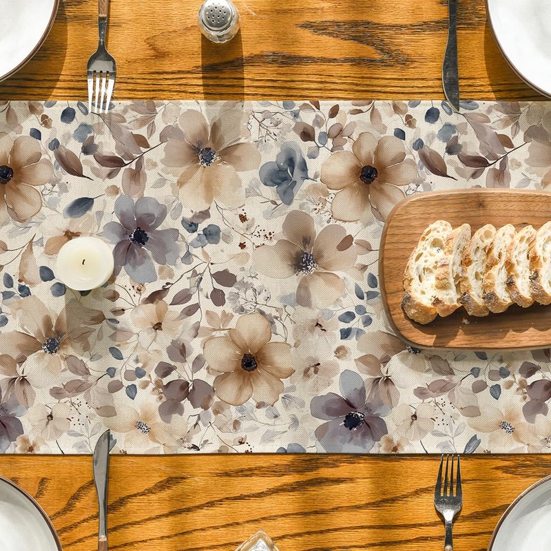 Poppy Floral 210 GSM Spring Table Runner, Seasonal Summer Fall