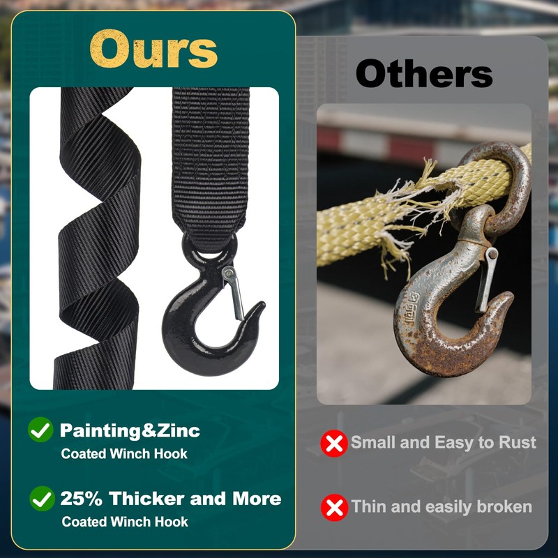 Boat Winch Strap with Hook 2" x 20' – 11,000