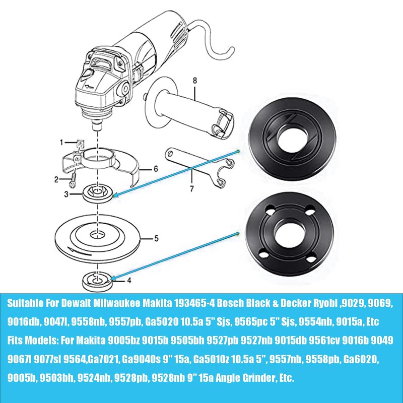 BIZHALA Set of 4 Angle Grinder Inner Outer Flange Nut