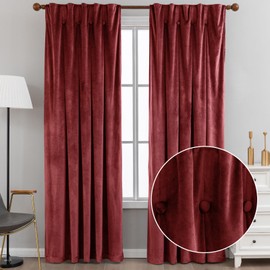 BRIGHTSHEER Red Velvet Curtains 2 Panels, Room Darkening Rod Pocket Insulated Curtains for Bedroom, Living Room, Luxury Room Darkening Window Treatments Drapes, W52 x L63 inches