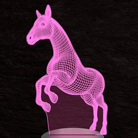 Jinnwell 3D Horse Night Light Lamp Illusion 7 Color Changing Touch Switch Table Desk Decoration Lamps Gift with Acrylic Flat ABS Base USB Cable Toy
