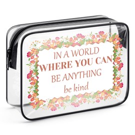 Be Kind Makeup Bag Motivational Gifts for Daughter Sister Inspirational Gifts for Her PVC Cosmetic Bag Birthday Christmas Graduation Gifts for Girls Women Friends Travel Zipper Toiletry Bag Pouch