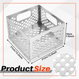 Pasimy 12 x 12 x 7.5'' Charcoal Fire Basket for Offset Smoker Stainless Steel Fire Basket for Smoker BBQ Grill Accessories
