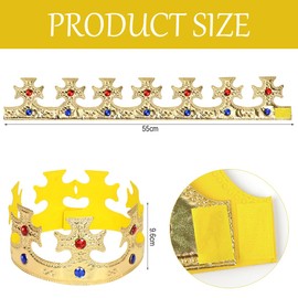 O-Kinee King Cross, Golden Crown Men, Adult King Crown, Crown Queen Prince, Fancy Dress Crown Gold, Carnival King Costume Accessory, Birthday Crown Headwear, One Size