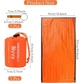XKSIDA Survival Bag, Orange Survival Bag, Emergency Bivvy Bag 1 PCS Waterproof Survival Sleeping Bag Rescue Tent with Whistle Outdoor Use Reusable Outdoor Camping Hiking (Bright Orange)