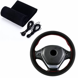 TATACLEA Steering Wheel Cover, Braided Steering Wheel Cover, Hand Sewn, Breathable, Artificial Suede Fabric, Diameter 15.0 inches (38 cm), Ultra Thin Texture, Anti-Slip, Easy to Hold, Good Touch