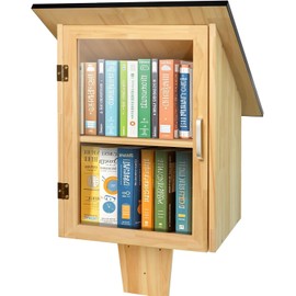 HAFTKD Outdoor Library Book Box, Double Little Library for Sharing Books, DIY Storage Wooden Cabinet Easy Mount for Neighborhoods Community and Schools