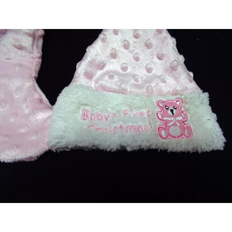 Baby's First Christmas Stocking and Cap - Plush 10" Pink
