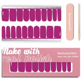 Nail Polish Strips, 20Pcs Salon Quality Gel Nail Stickers, Easy Long Lasting Wraps for Short Nails no UV Light Needed (Violet)