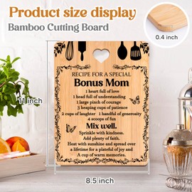 Bonus Mom Gifts - "Recipe for a Special Bonus Mom" Bonus Mom Birthday Gifts Cutting Board, Bamboo-Made Engraved Gifts for Bonus Mom Cutting Board, 11x8.5x0.35 in.